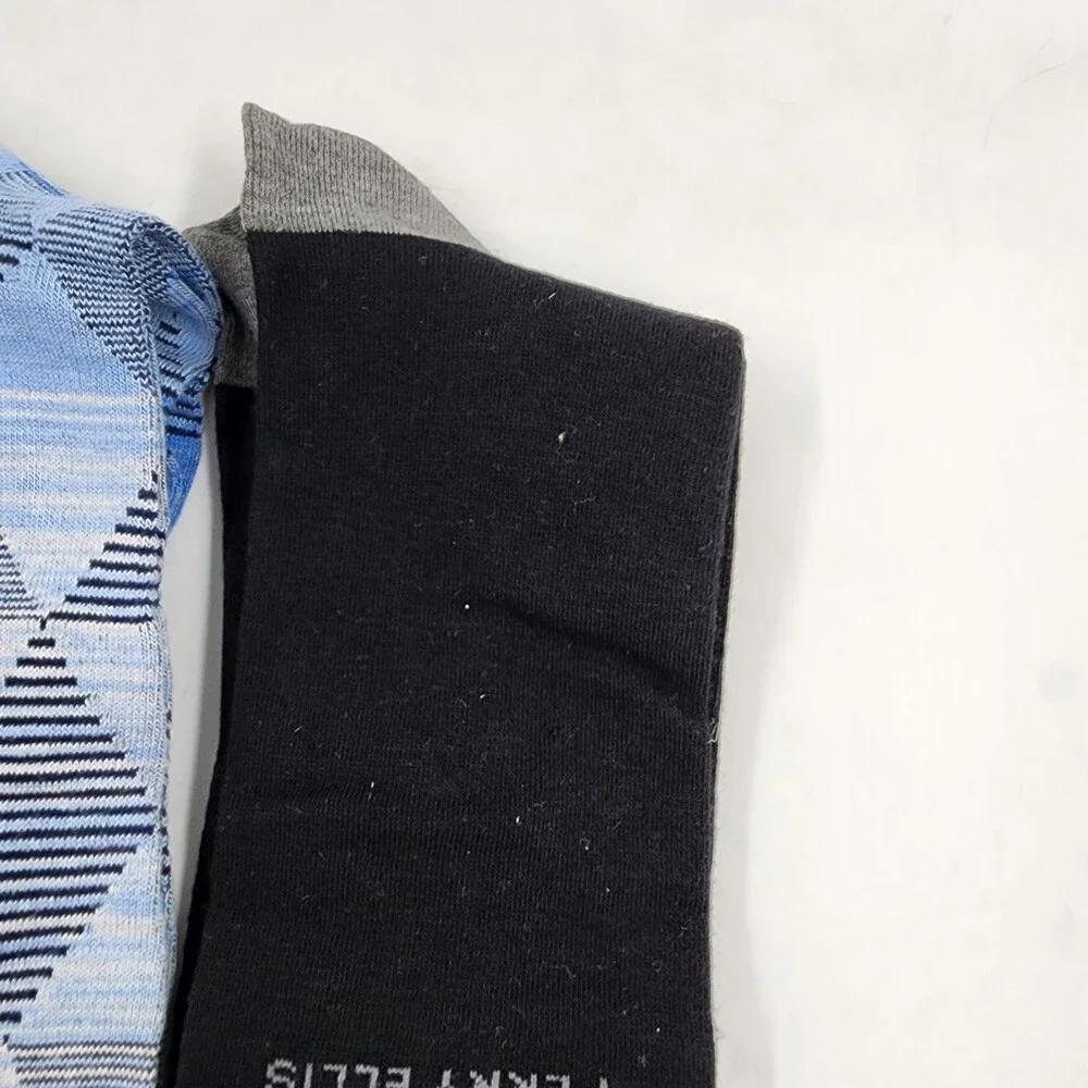 Perry Ellis Moisture-Wicking Diamond Space-Dyed & Logo Crew Socks Men's 7-12~